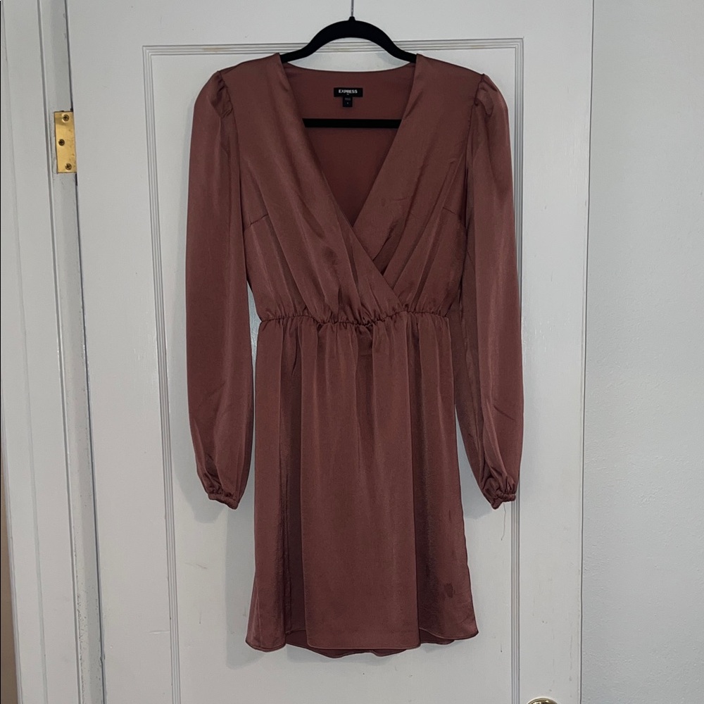 Express Long Sleeve Brown Dress